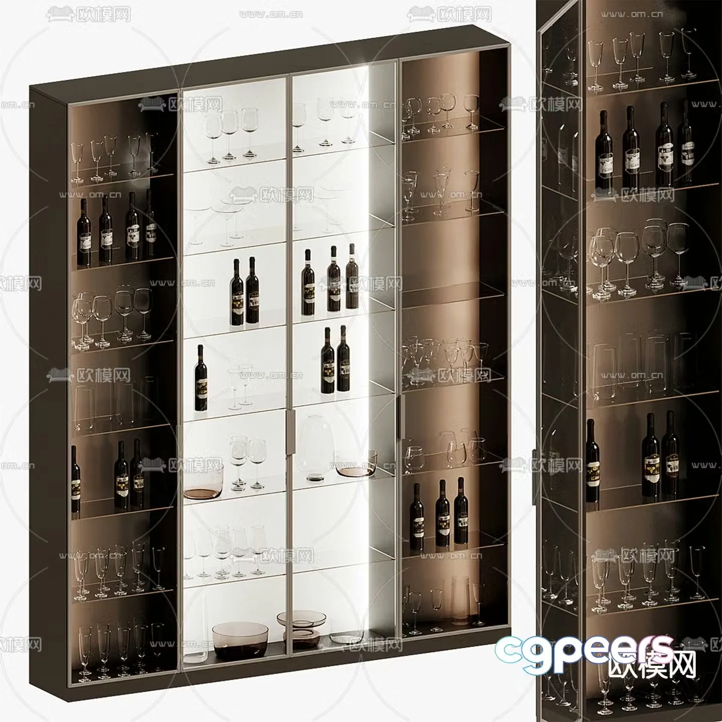 Light luxury wine cabinet glass wine cabinet 3D model