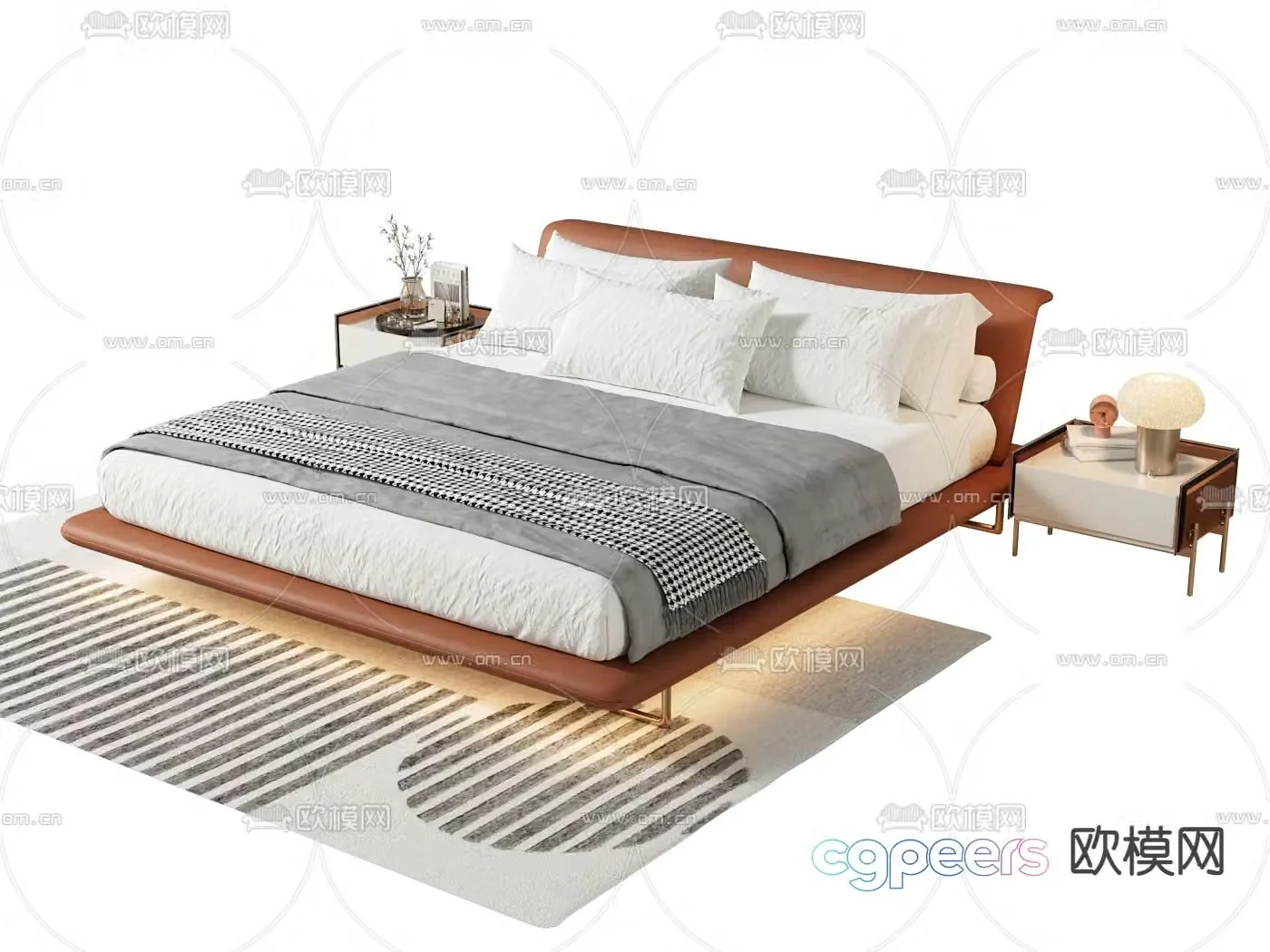 Leather double bed 3d model