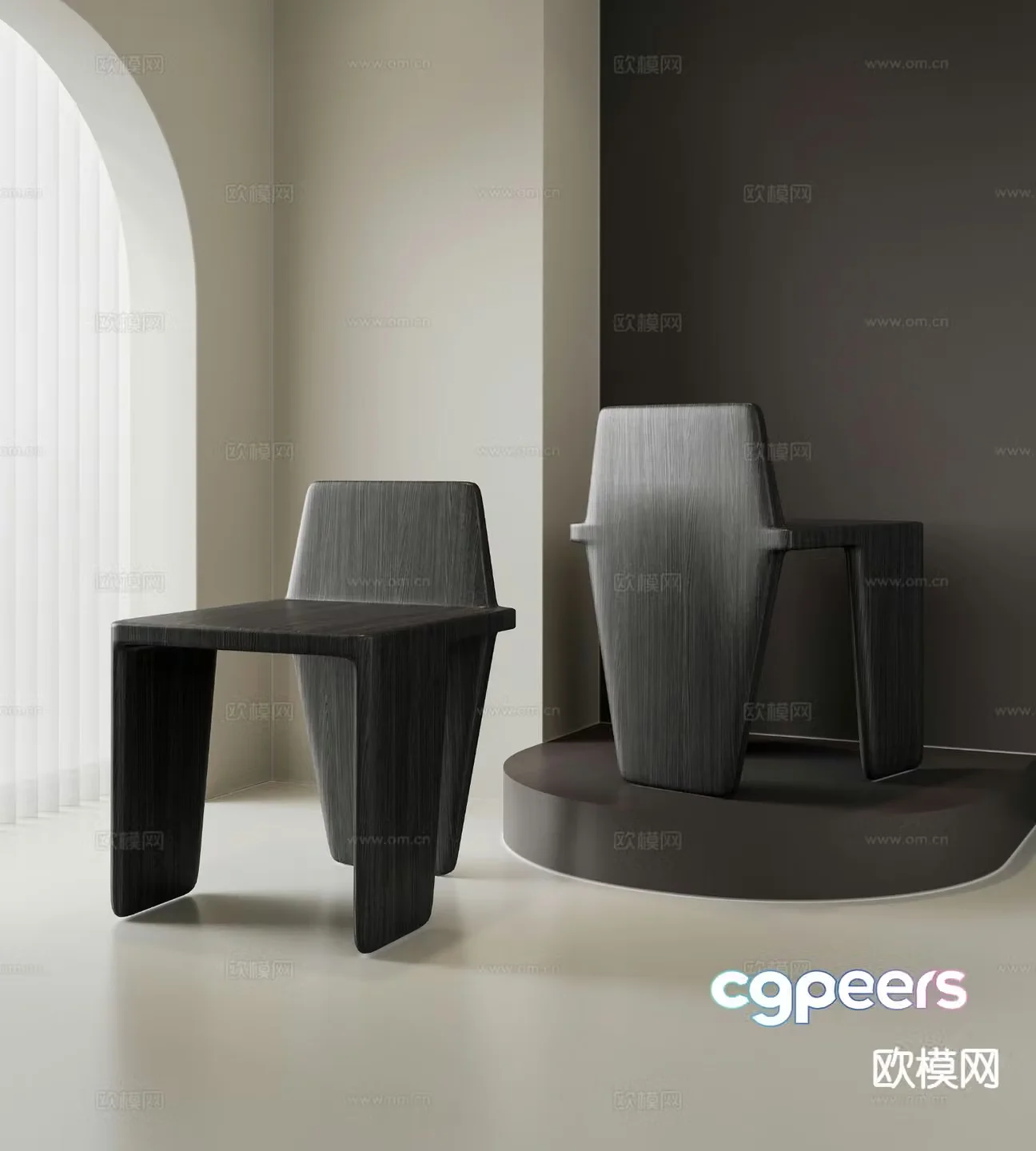 Modern leisure chair dining chair chair 3d model