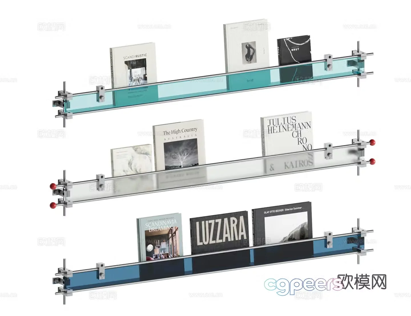 Modern retro bookshelf 3d model
