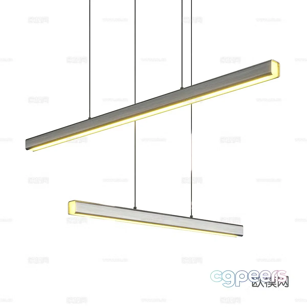Modern minimalist restaurant strip chandeliers 3d model