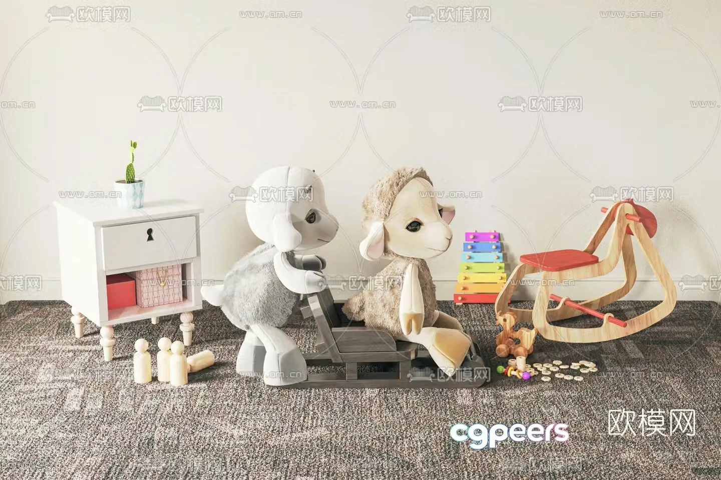 Modern children’s toy bedside table 3d model