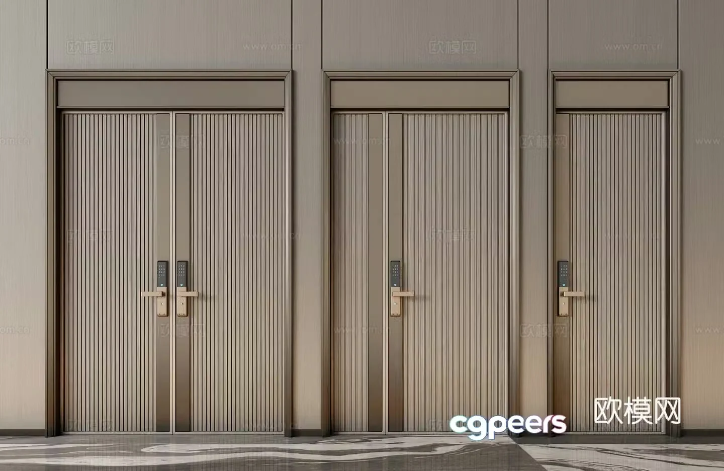 Modern double-open door door mother and child door entrance door password door 3d model