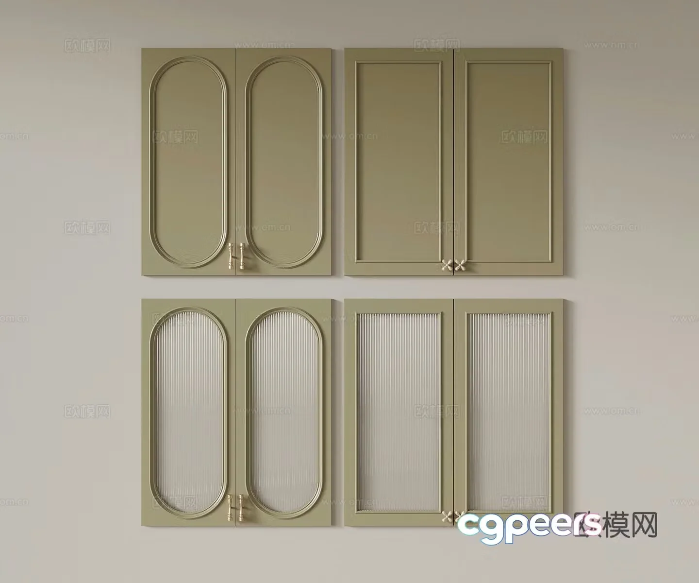 09 cabinet door French cream wardrobe door Solid wood cabinet door Glass cabinet door 3D model