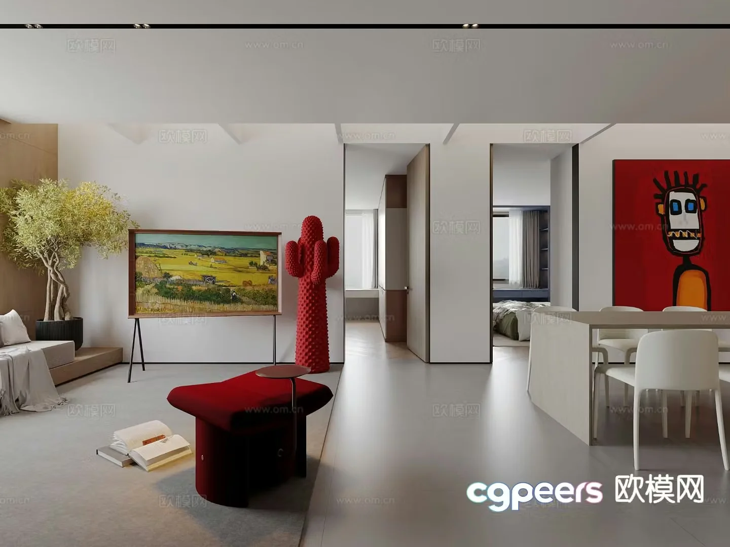 Bauhaus living room mixed living room vertical hall 3D model