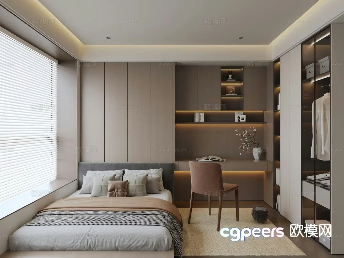 Italian tatami bedroom second bedroom 3D model
