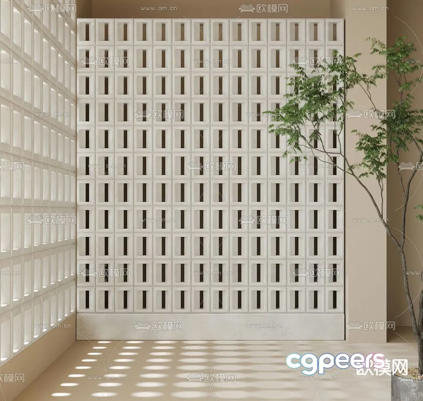 Cement brick hollow partition 3D model