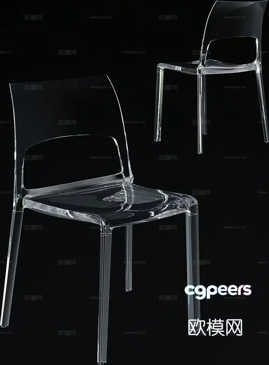 Modern acrylic chair single chair 3d model
