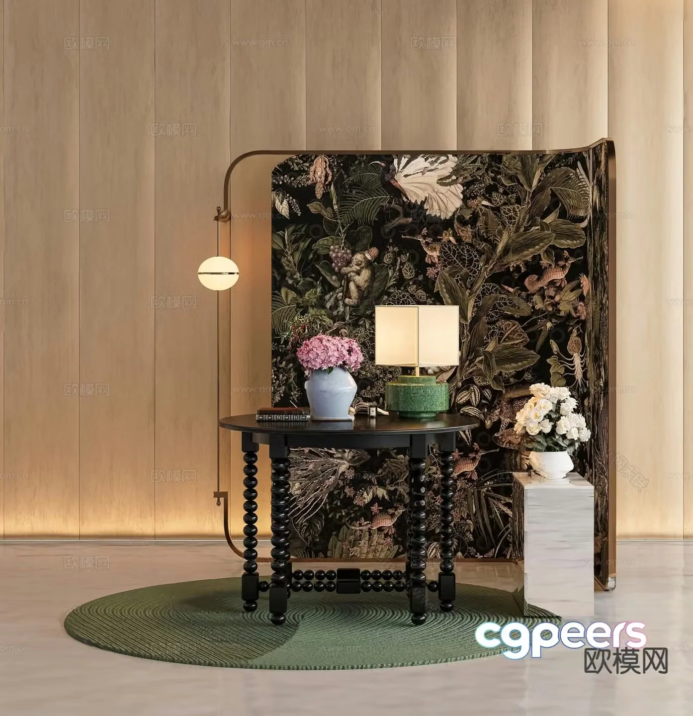 New Chinese style corner table side table round table table table 3D model
