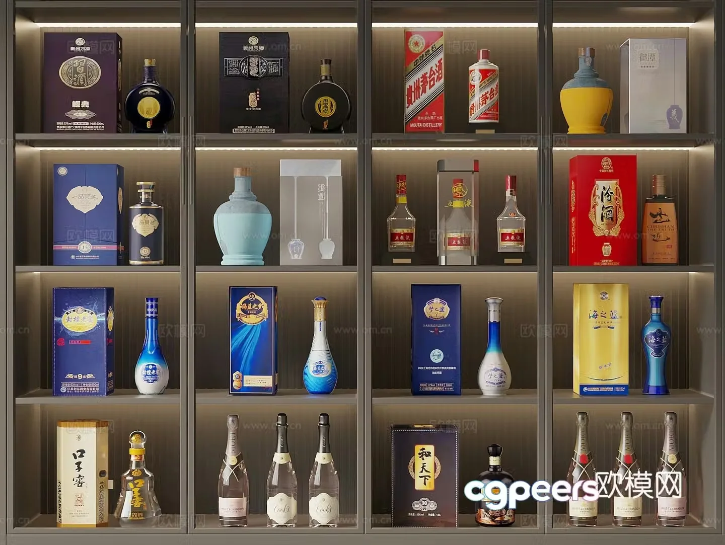 Liquor wine bottle Maotai wine gift box high-end wine Wuliangye 3D model