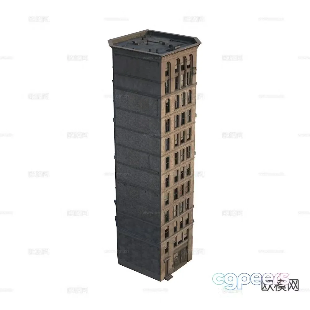 European style office building exterior 3D model