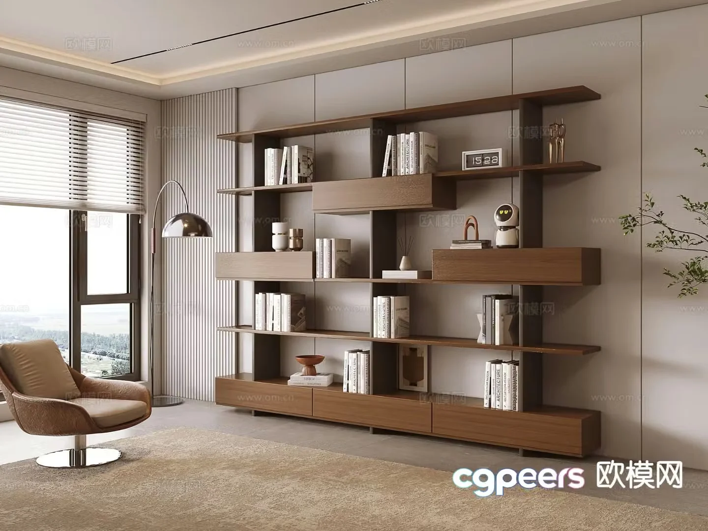 Modern bookcase display rack storage cabinet 3d model