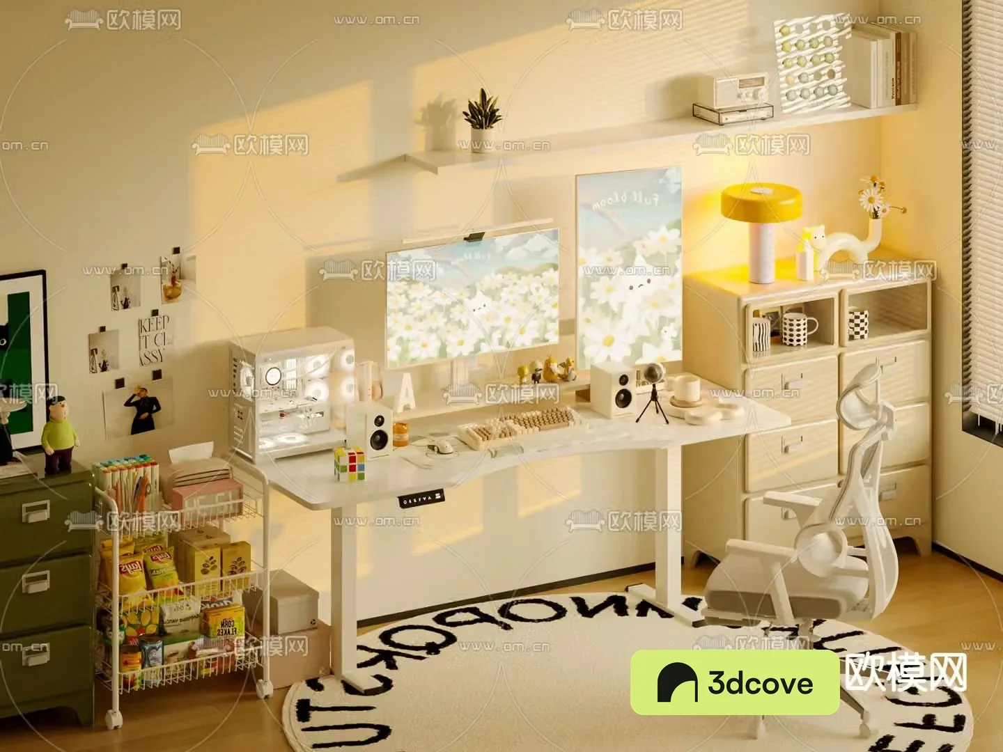 Cream style desk computer desk study table