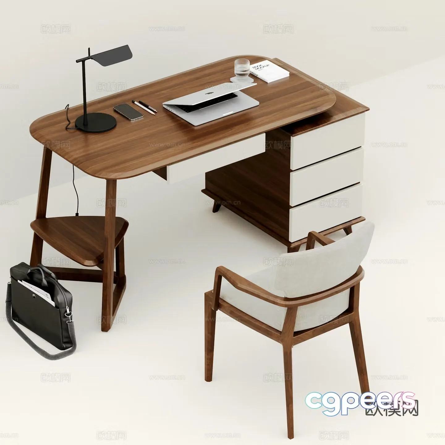 New Chinese style desk and chair 3D model