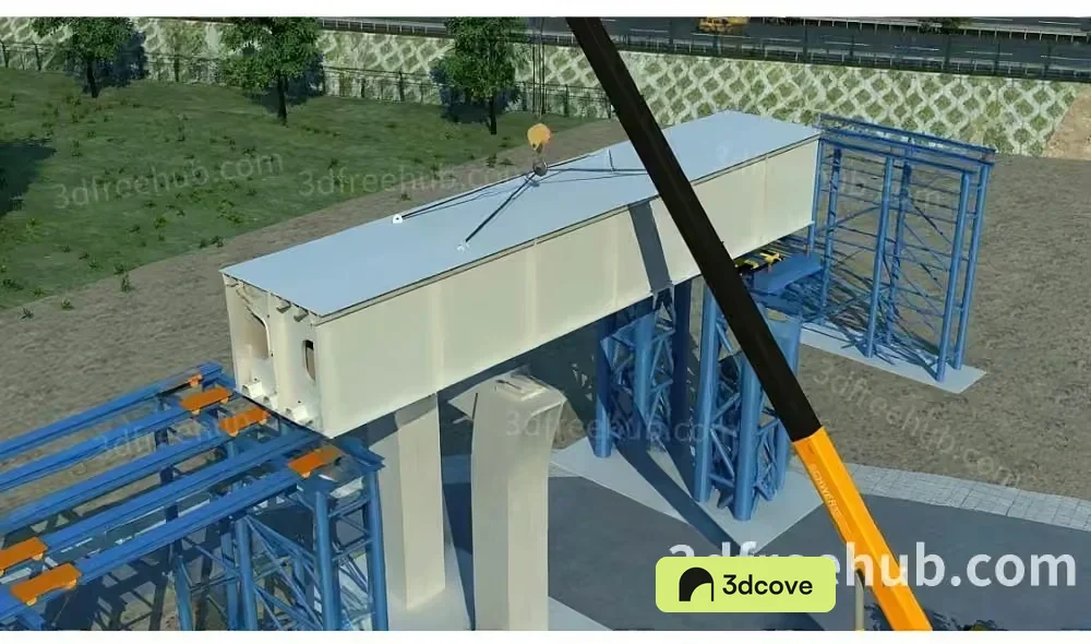 A 3D Rendering Of A Crane And Building Materials With A Watermark