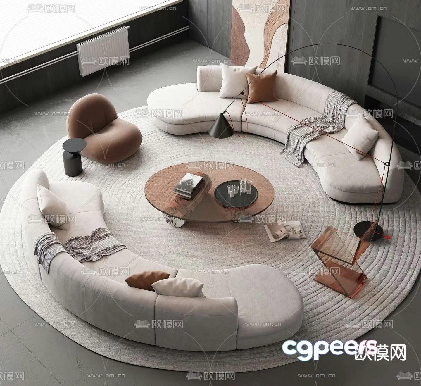 Modern modular sofa curved sofa 3d model