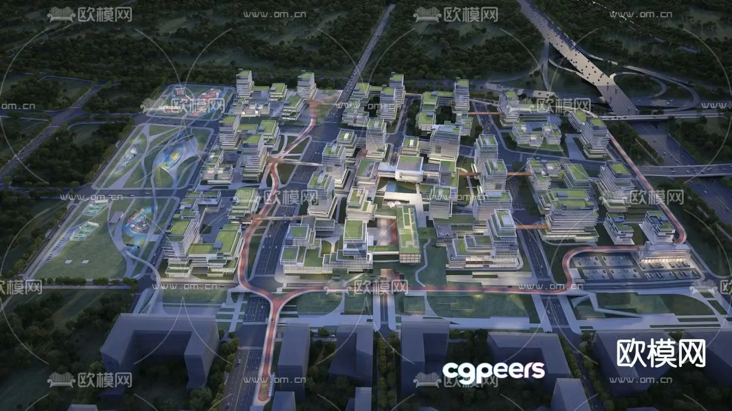 Aerial view of industrial park Entrepreneurship Park 3D model