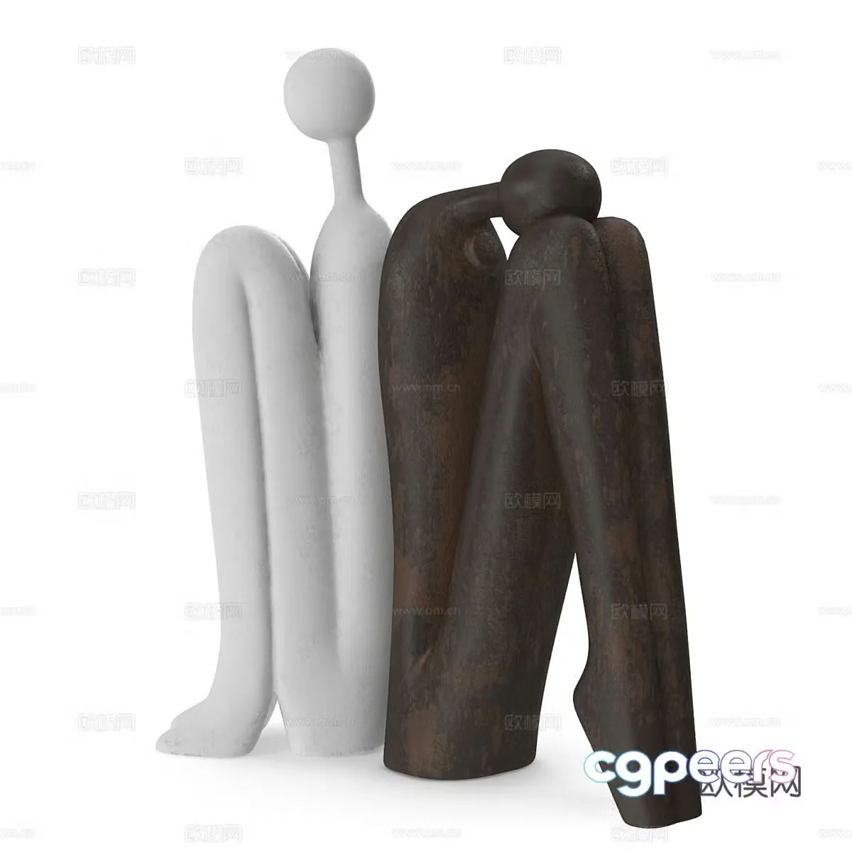 Modern pottery abstract figure sculpture 3d model