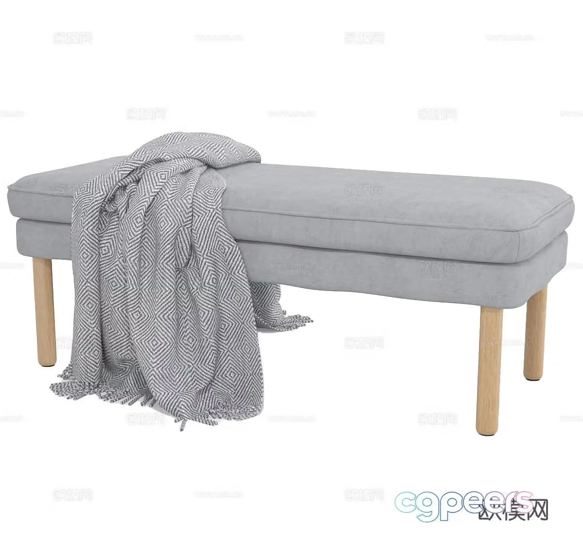 Fabric sofa stool Simple sofa stool Bed tail stool bench Shoe changing stool 3D model