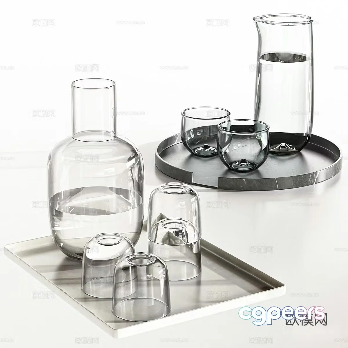 Modern water cup ornaments glass wine glass wine utensils tableware desktop ornaments 3D model