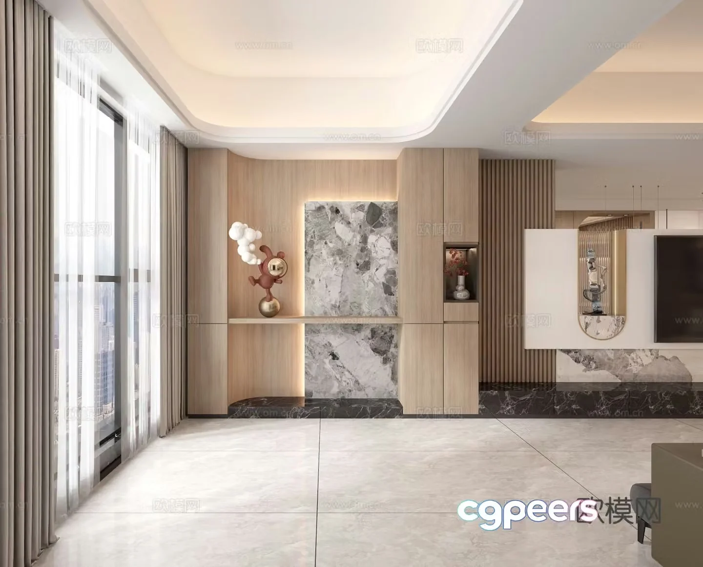 Italian style entrance hall decorative entrance aisle 3D model