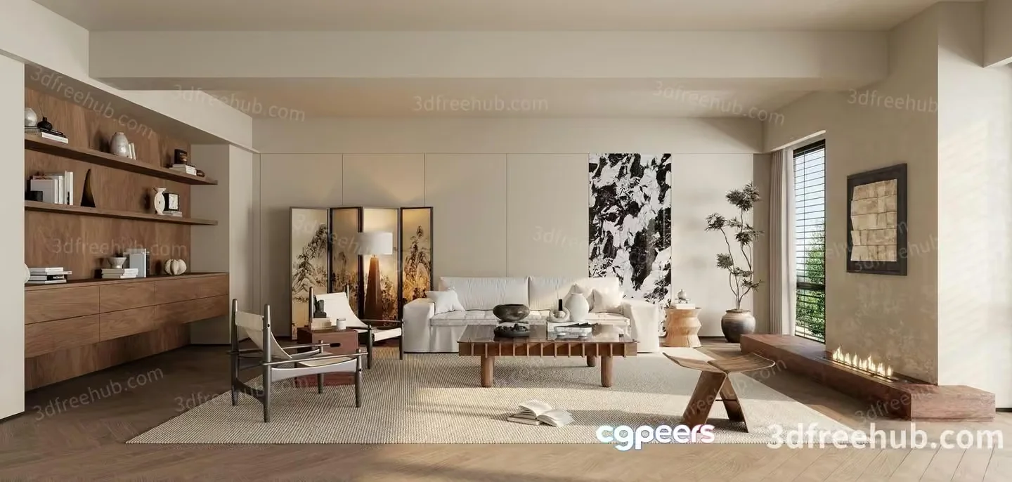 Modern Living Room 3D Model – 22282 – VRAY Render