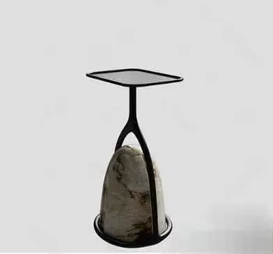 A Small Marble Table With A Black Base 3D Model – 11347 – VRAY Render
