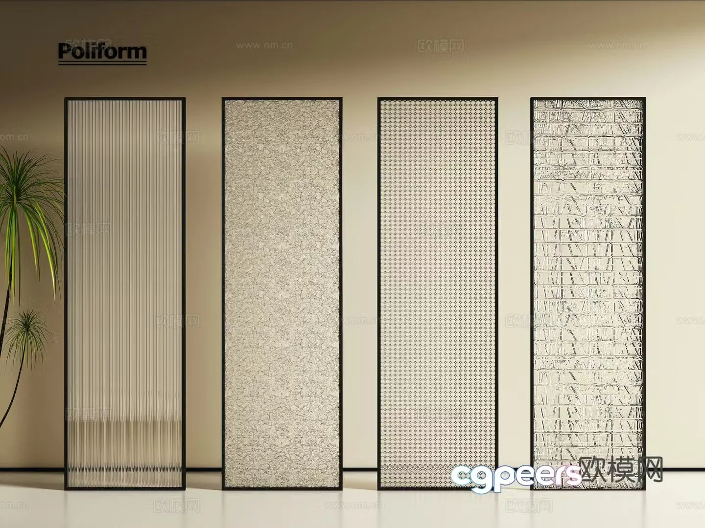 Modern Italian glass screen partition 3d model