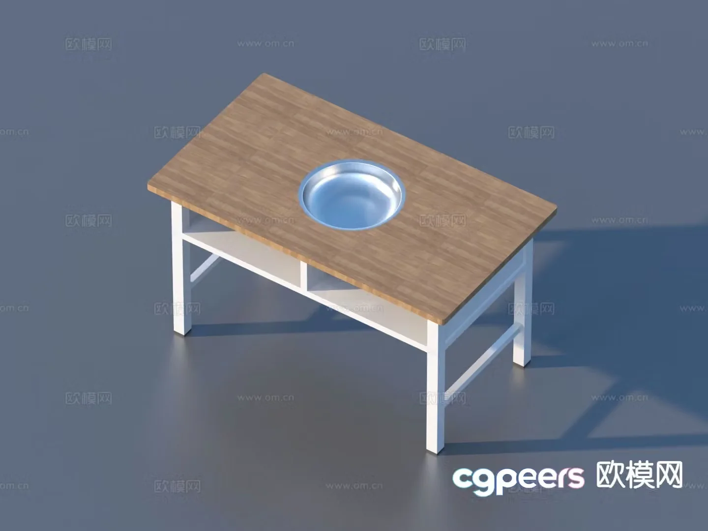 Modern hot pot restaurant dining table 3d model