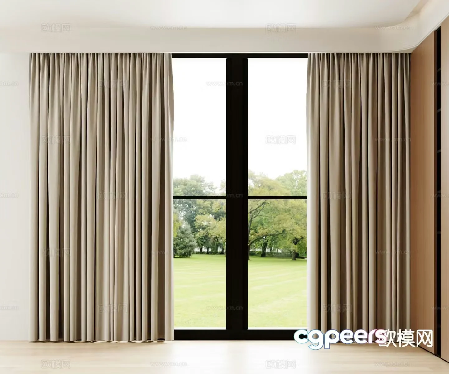 Full blackout curtains plain curtains 3d model