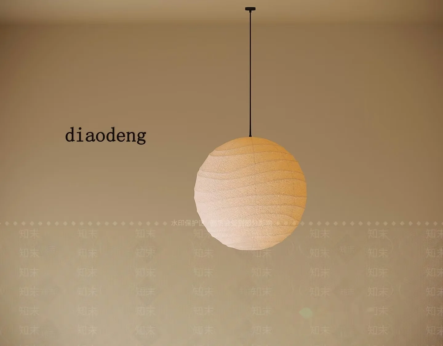 A Beige Paper Lantern 3D Model – 19801 – VRAY Render