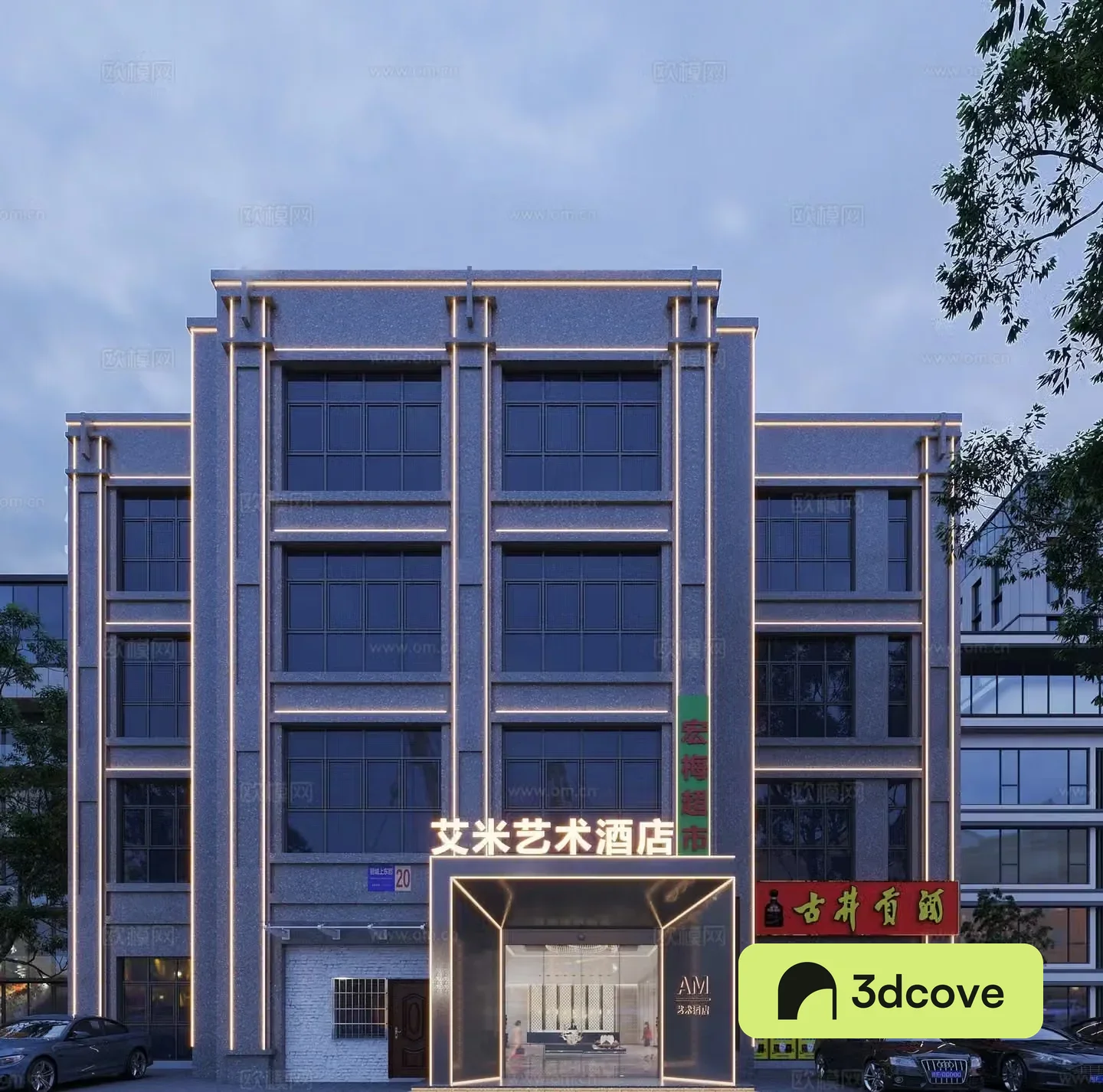 Hotel front commercial facade