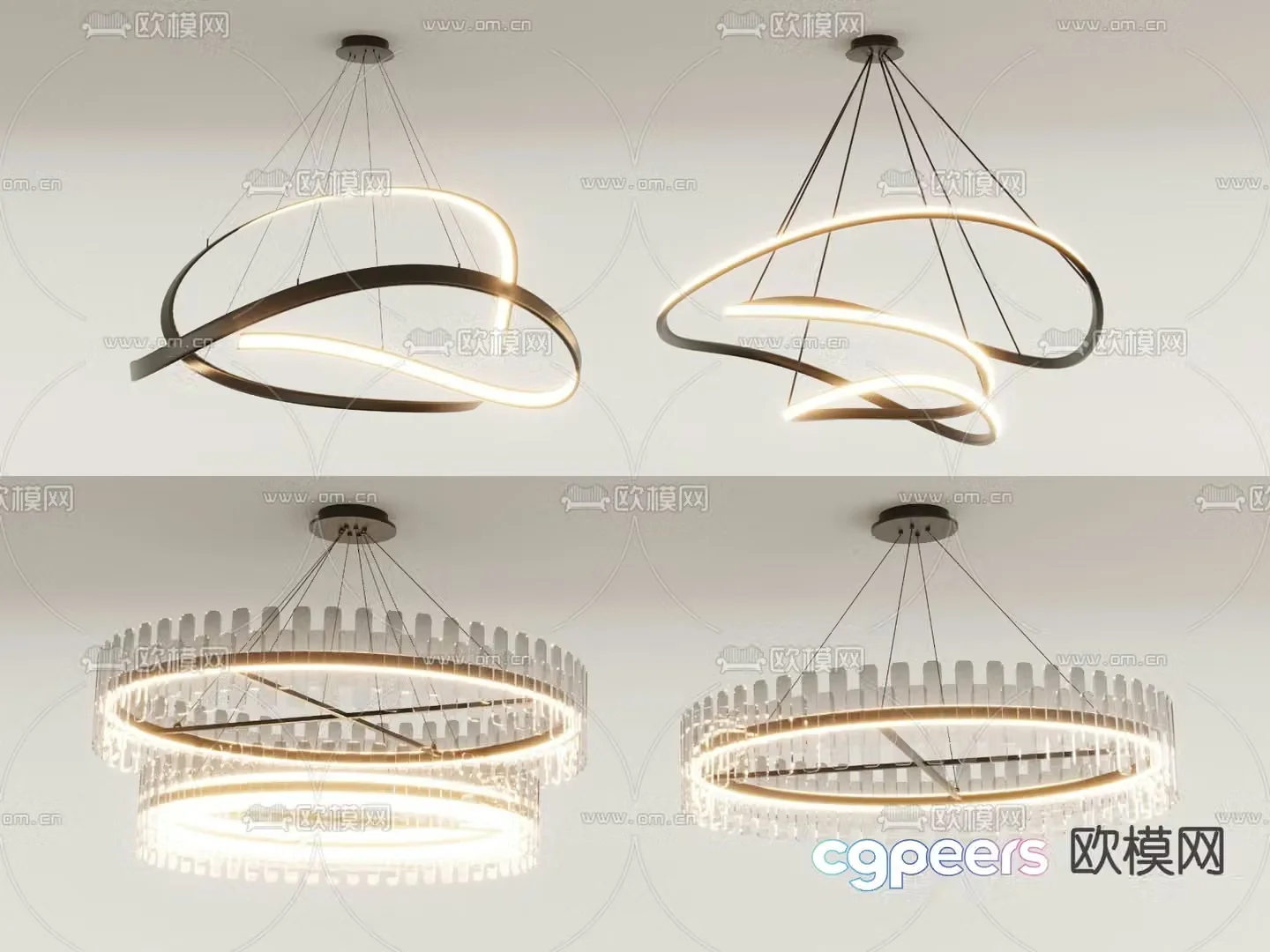 Ring chandelier hall chandelier 3d model
