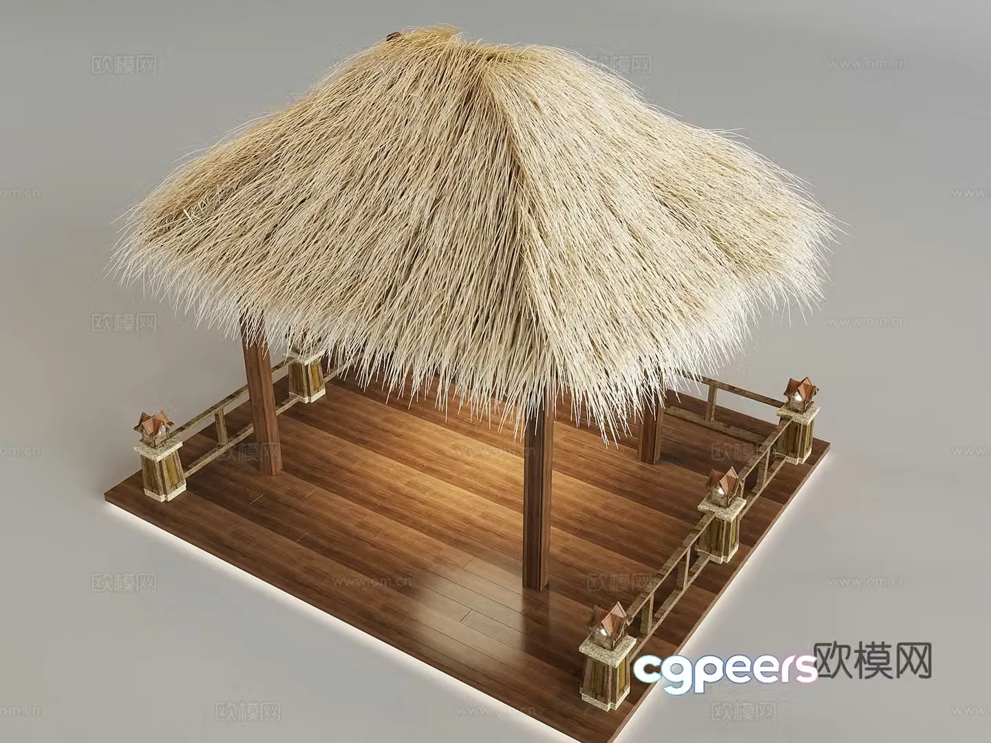 New Chinese style thatched shed pavilion thatched landscape pavilion rest pavilion 3D model