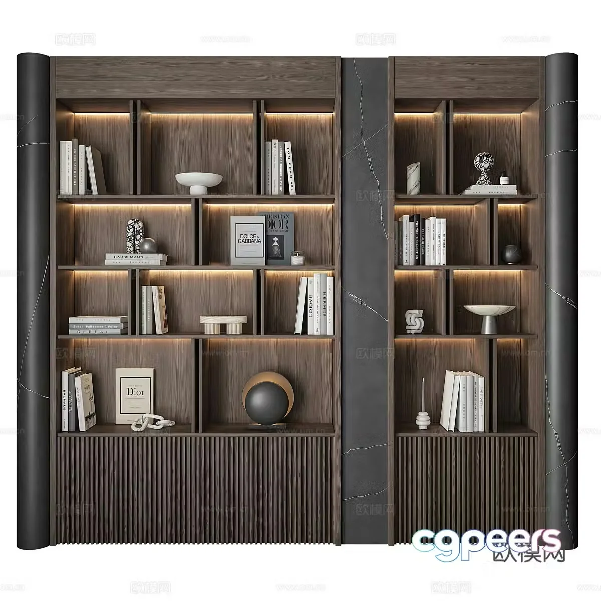 Modern Italian light luxury decorative cabinet bookcase 3d model