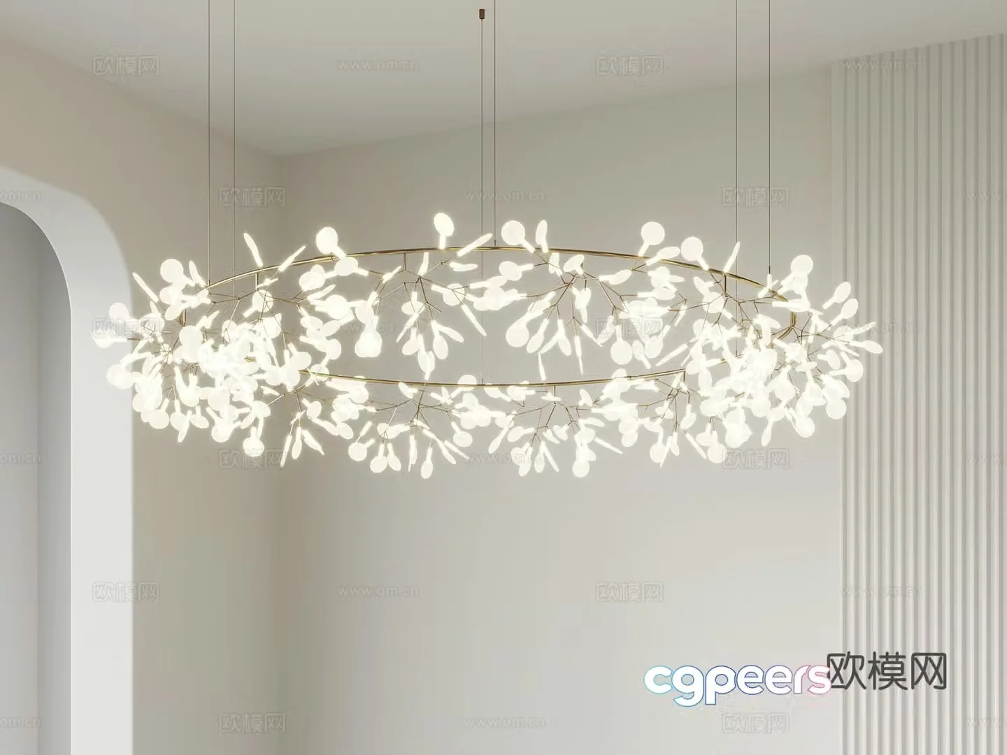 Creamy style art chandelier 3d model