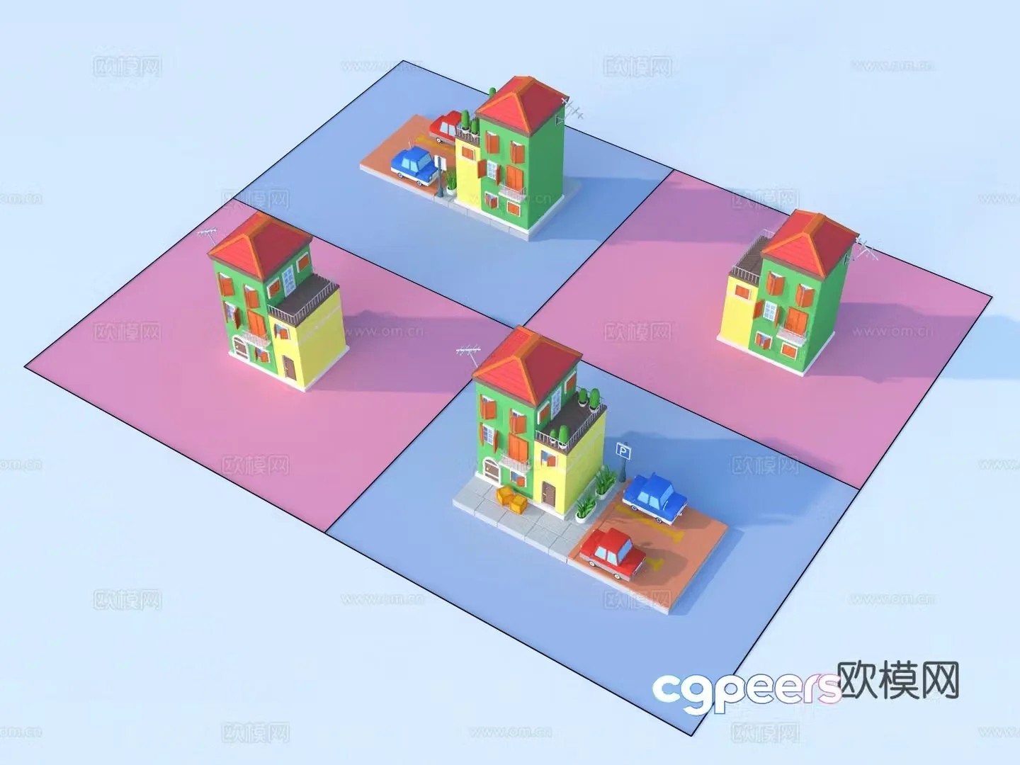 Cartoon toy building sketch 3D model