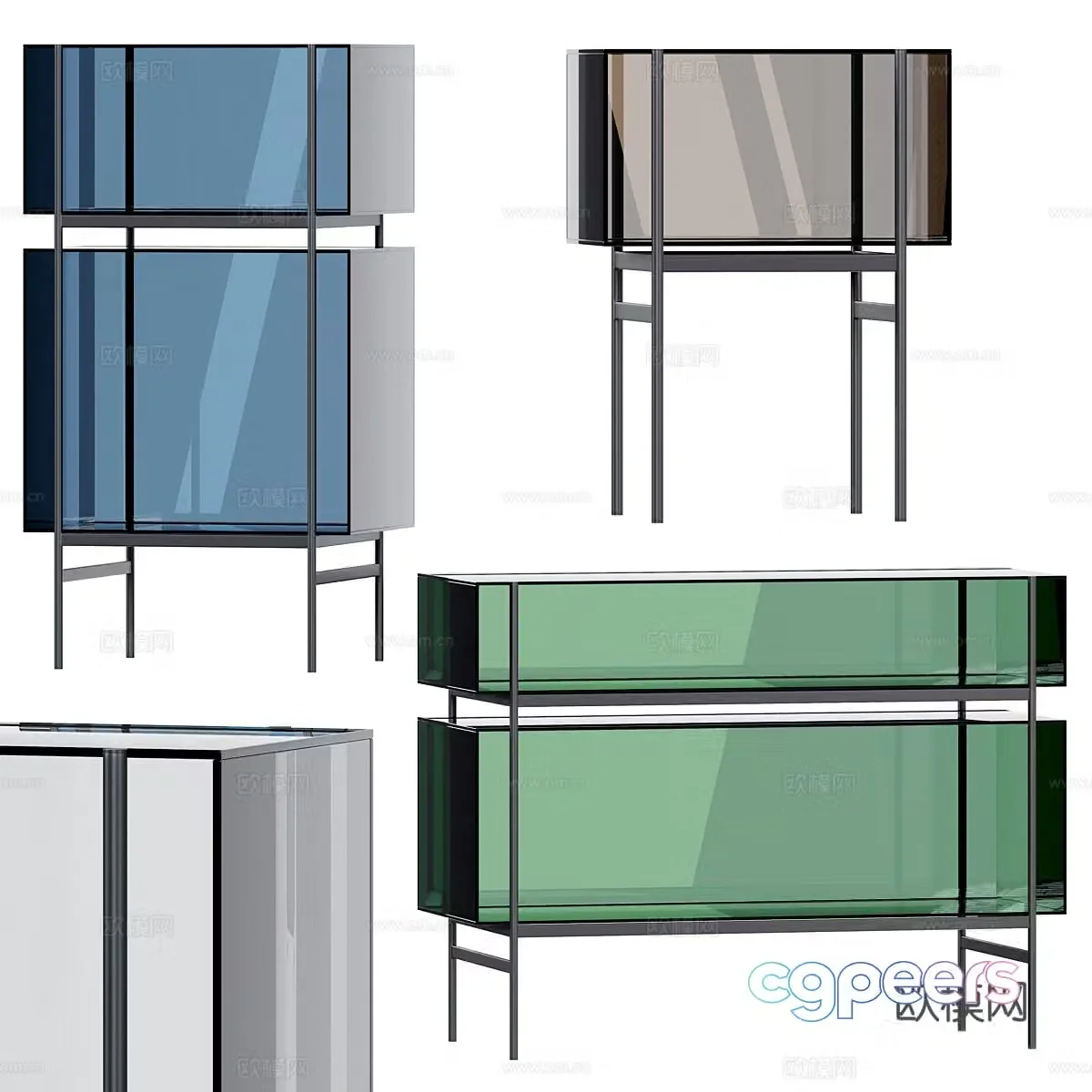 Italian Archiproducts LYN Glass and Steel Display Cabinet 3D Model