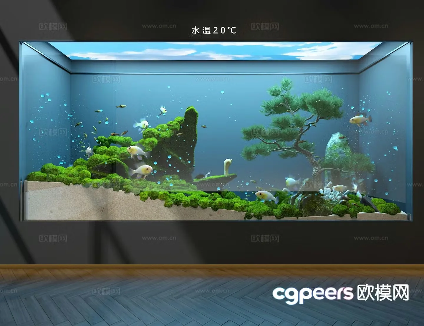 Ecological fish tank aquarium 3d model