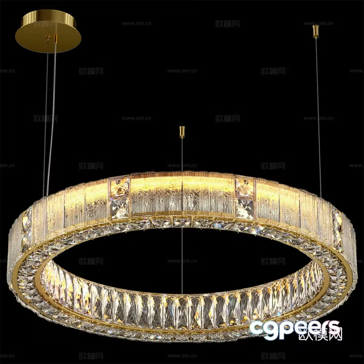 Modern light luxury round crystal chandeliers 3D model