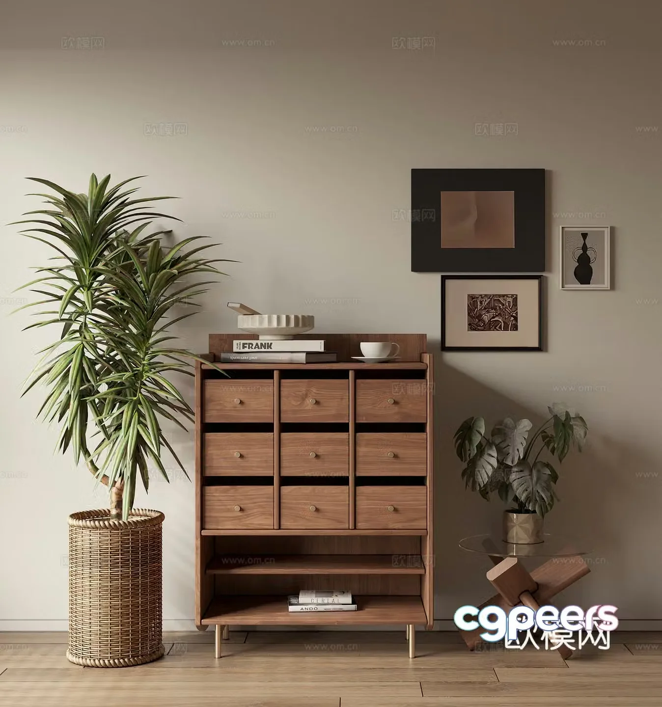 Low cabinet chest of cabinet decoration cabinet 3d model