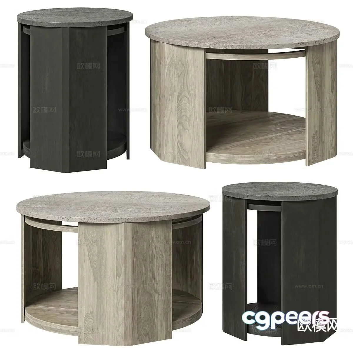 Nordic double coffee table 3d model