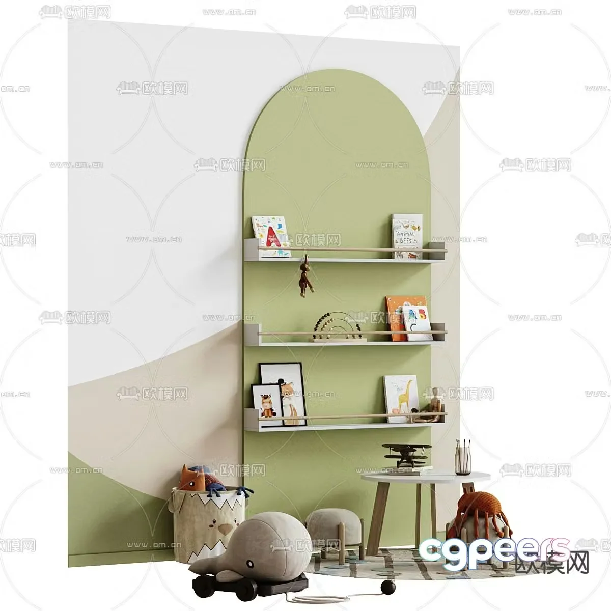 Children’s bookcase doll 3d model
