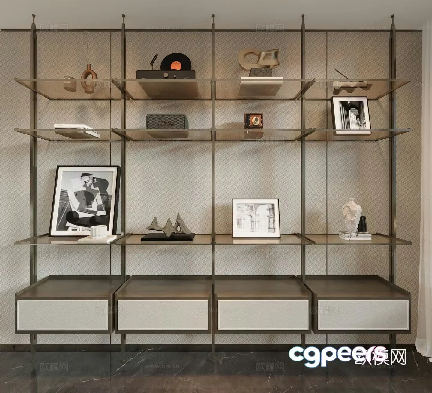 Modern bookshelf storage rack 3d model