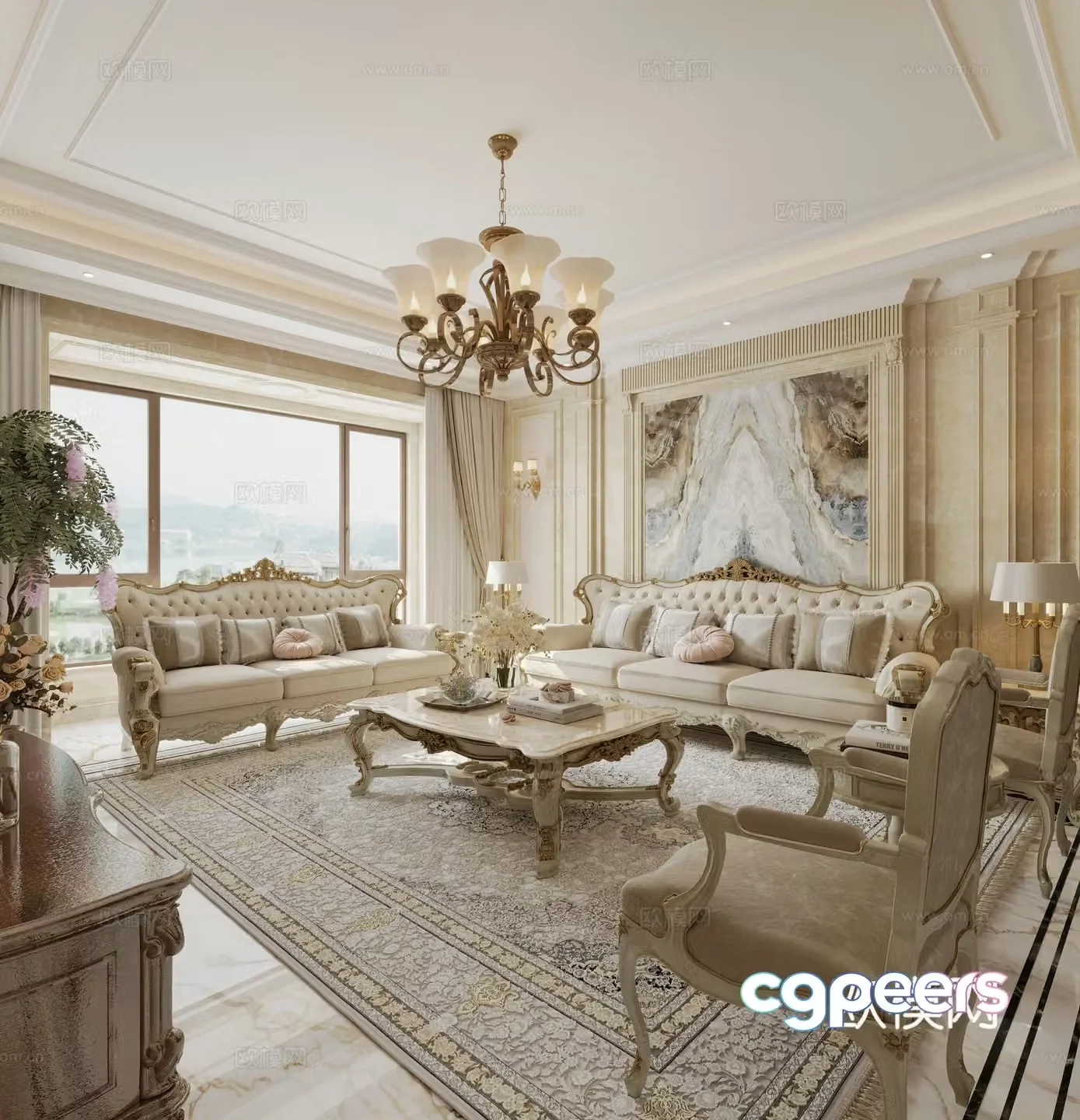 European living room 3d model