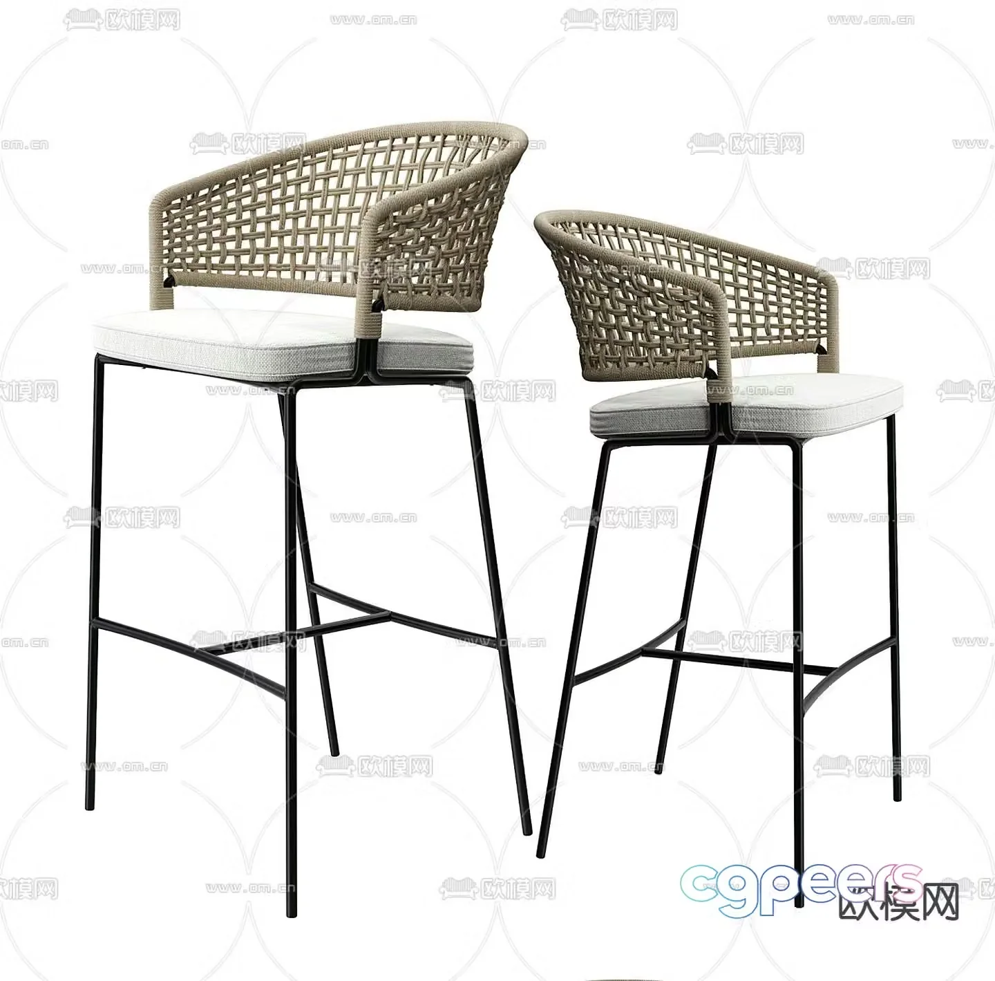 B&B Italia rattan bar chair 3d model