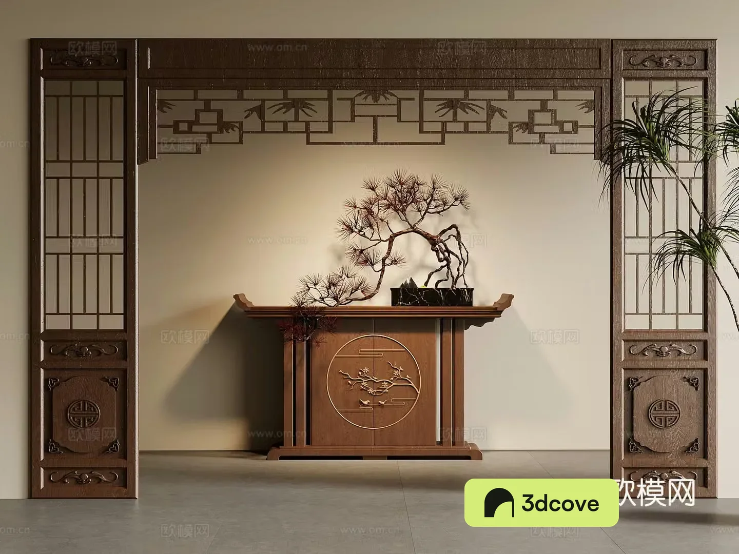 End viewing platform New Chinese-style End viewing platform Entrance cabinet Grid screen Partition