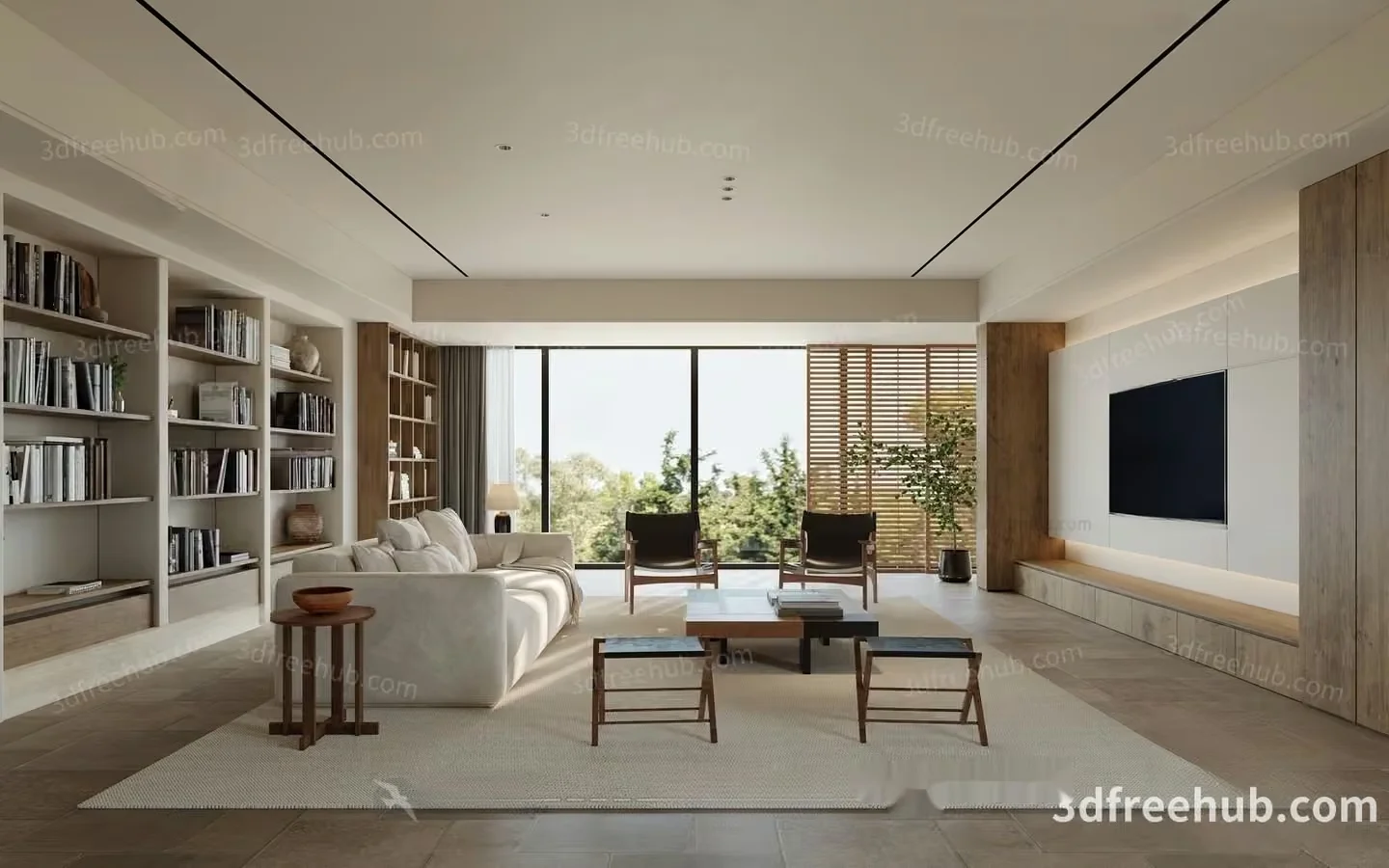 Modern Living Room 3D Model – 19147 – VRAY Render