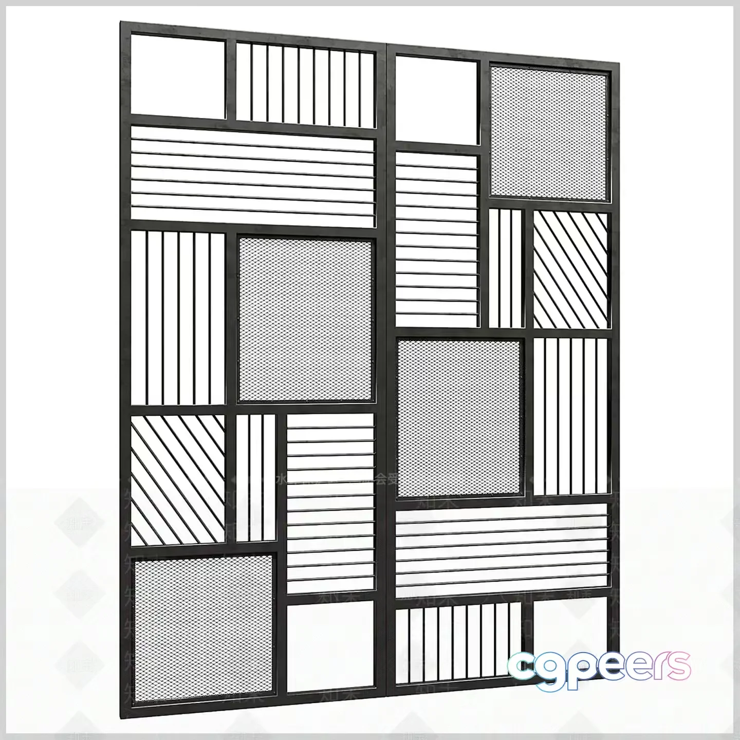 A Black Metal Wall Art Piece 3D Model – 7527 – VRAY Render