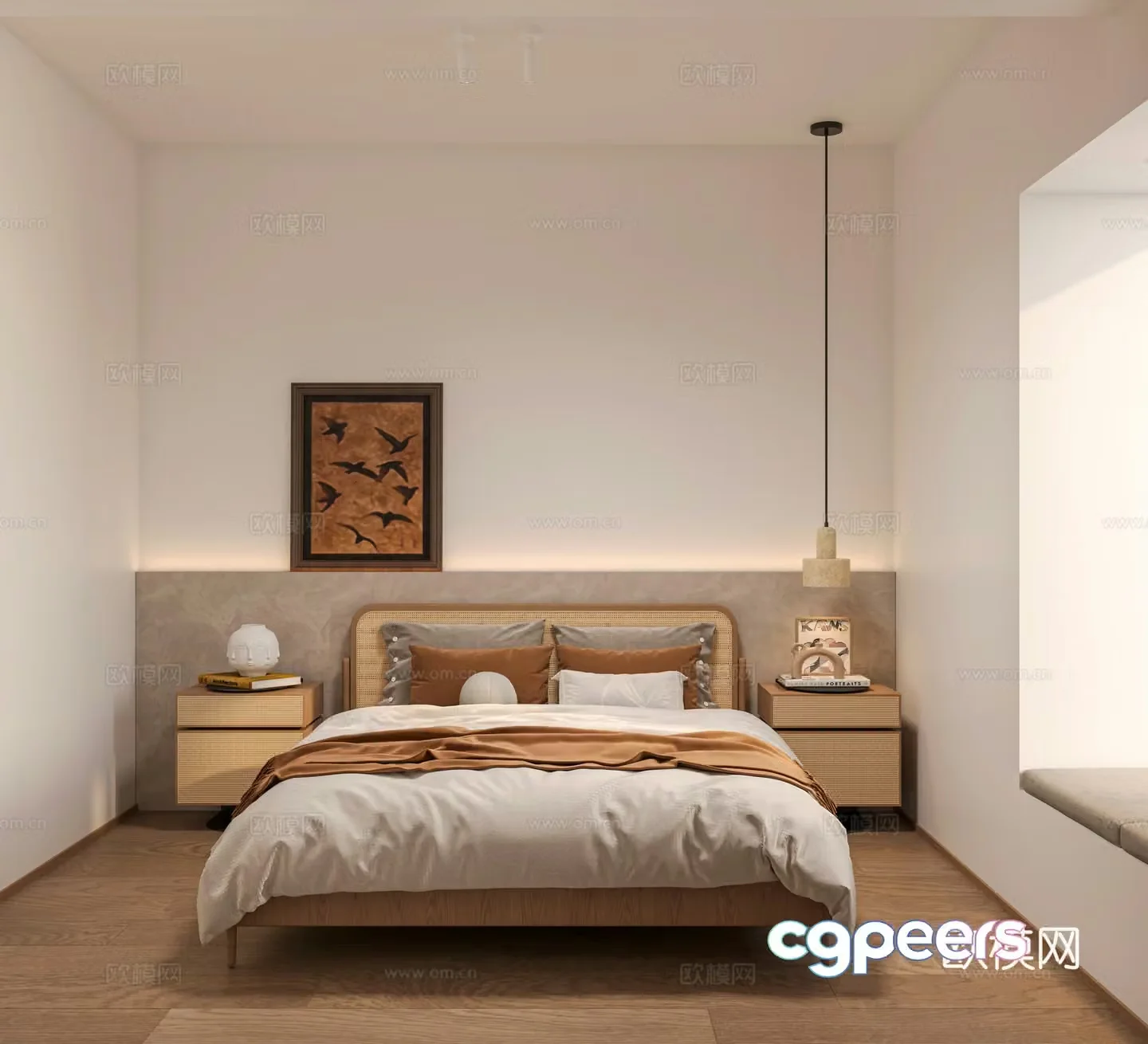 Middle style bedroom children’s desk 3D model